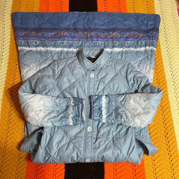 Vintage 70s Goose Downfilled Quilted Pastel blue floor length winter jacket! - Picture 15 of 15